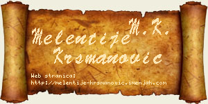 Melentije Krsmanović vizit kartica